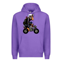 Purple monkey bike cartoon Premium Hoodie - artisFamous