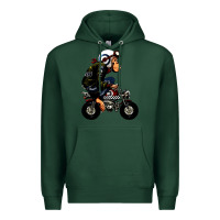 Sports Green monkey bike cartoon Premium Hoodie - artisFamous