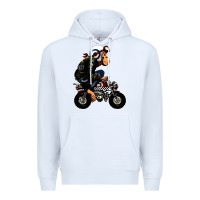 White monkey bike cartoon Premium Hoodie - artisFamous
