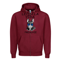 Burgundy Livin' la vida Frenchie Zipper Hoodie - Bettercallsaul