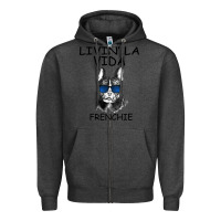 Charcoal Heather Livin' la vida Frenchie Zipper Hoodie - Bettercallsaul