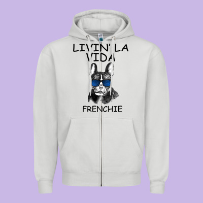 Livin' La Vida Frenchie Zipper Hoodie Designed By Bettercallsaul