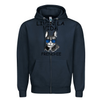 Navy Livin' la vida Frenchie Zipper Hoodie - Bettercallsaul