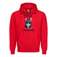 Red Livin' la vida Frenchie Zipper Hoodie - Bettercallsaul