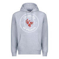 Heather Grey university of phoenix white red Premium Hoodie - artisFamous