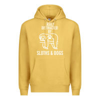 Antique Gold easily distracted by sloths and dogs funny sloth quote paw print Premium Hoodie - artisFamous