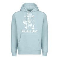 Blue Mist easily distracted by sloths and dogs funny sloth quote paw print Premium Hoodie - artisFamous
