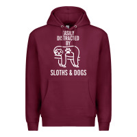 Burgundy easily distracted by sloths and dogs funny sloth quote paw print Premium Hoodie - artisFamous
