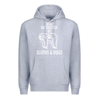 Heather Grey easily distracted by sloths and dogs funny sloth quote paw print Premium Hoodie - artisFamous