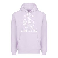 Lilac easily distracted by sloths and dogs funny sloth quote paw print Premium Hoodie - artisFamous