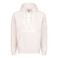 Pale Pink easily distracted by sloths and dogs funny sloth quote paw print Premium Hoodie - artisFamous