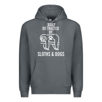 Rock easily distracted by sloths and dogs funny sloth quote paw print Premium Hoodie - artisFamous