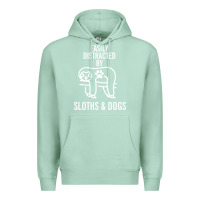 Seafoam easily distracted by sloths and dogs funny sloth quote paw print Premium Hoodie - artisFamous