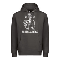 Smoke easily distracted by sloths and dogs funny sloth quote paw print Premium Hoodie - artisFamous