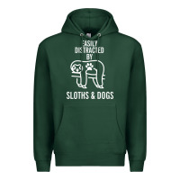 Sports Green easily distracted by sloths and dogs funny sloth quote paw print Premium Hoodie - artisFamous