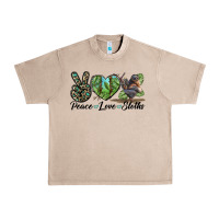 French Oak Peace Love Sloths Urban Heavy Tee - LillyAllenDesigns