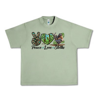 Oil Green Peace Love Sloths Urban Heavy Tee - LillyAllenDesigns