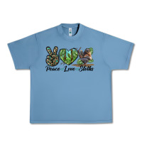 Pebble Blue Peace Love Sloths Urban Heavy Tee - LillyAllenDesigns