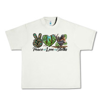 Pistachio Peace Love Sloths Urban Heavy Tee - LillyAllenDesigns