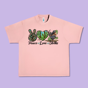 Peace Love Sloths Urban Heavy Tee Designed By Lillyallendesigns