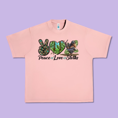 Peace Love Sloths Urban Heavy Tee Designed By Lillyallendesigns