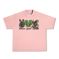 Salmon Peace Love Sloths Urban Heavy Tee - LillyAllenDesigns