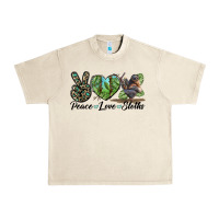 Sandshell Peace Love Sloths Urban Heavy Tee - LillyAllenDesigns