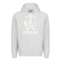Dove Grey easily distracted by sloths and dogs funny sloth quote paw print Premium Hoodie - artisFamous