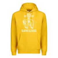 Lemon easily distracted by sloths and dogs funny sloth quote paw print Premium Hoodie - artisFamous