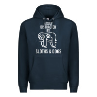 Navy easily distracted by sloths and dogs funny sloth quote paw print Premium Hoodie - artisFamous