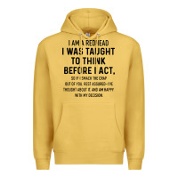 Antique Gold i am a redhead i was taught to think Premium Hoodie - artisFamous