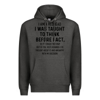 Charcoal Heather i am a redhead i was taught to think Premium Hoodie - artisFamous