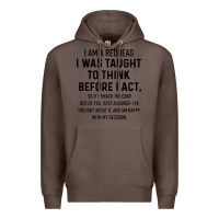 Coffee i am a redhead i was taught to think Premium Hoodie - artisFamous