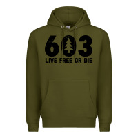 Army Green live free or die 603 tree Premium Hoodie - artisFamous