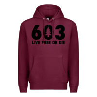 Burgundy live free or die 603 tree Premium Hoodie - artisFamous