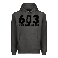 Charcoal Heather live free or die 603 tree Premium Hoodie - artisFamous