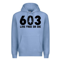 Colony Blue live free or die 603 tree Premium Hoodie - artisFamous