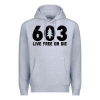 Heather Grey live free or die 603 tree Premium Hoodie - artisFamous