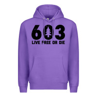 Purple live free or die 603 tree Premium Hoodie - artisFamous