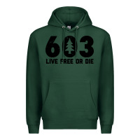 Sports Green live free or die 603 tree Premium Hoodie - artisFamous