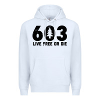 White live free or die 603 tree Premium Hoodie - artisFamous