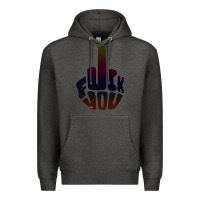 Charcoal Heather fuck you middle finger Premium Hoodie - artisFamous