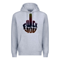Heather Grey fuck you middle finger Premium Hoodie - artisFamous