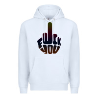 White fuck you middle finger Premium Hoodie - artisFamous