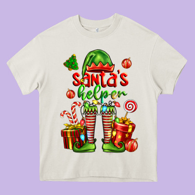Santa S Helper Heavy Core Tee Designed By Fadigitalartstudio