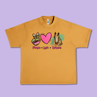 Peace Love Horses Urban Heavy Tee Designed By Ranaportraitstore