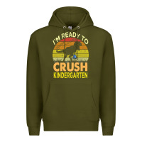 Army Green i'm ready to crush kindergarten dinosaur back to school kids t shirt Premium Hoodie - artisFamous