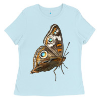 Baby Blue Flying Common Buckeye Butterfly Ladies Tee - LillyAllenDesigns