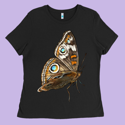 Flying Common Buckeye Butterfly Ladies Tee Designed By Lillyallendesigns