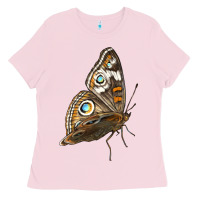 Bubblegum Pink Flying Common Buckeye Butterfly Ladies Tee - LillyAllenDesigns